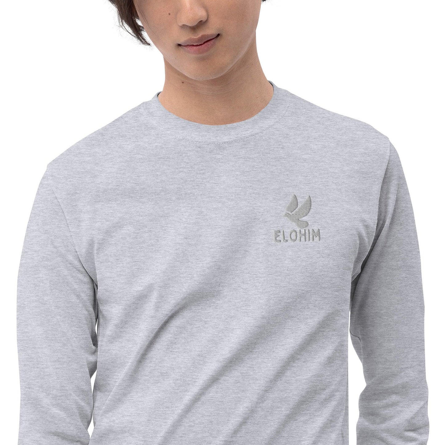 Ropa Cristiana, Camisetas Cristianas, Sudaderas Cristianas, Streetwear Cristiano, camiseta gris de manga larga Elohim para hombre