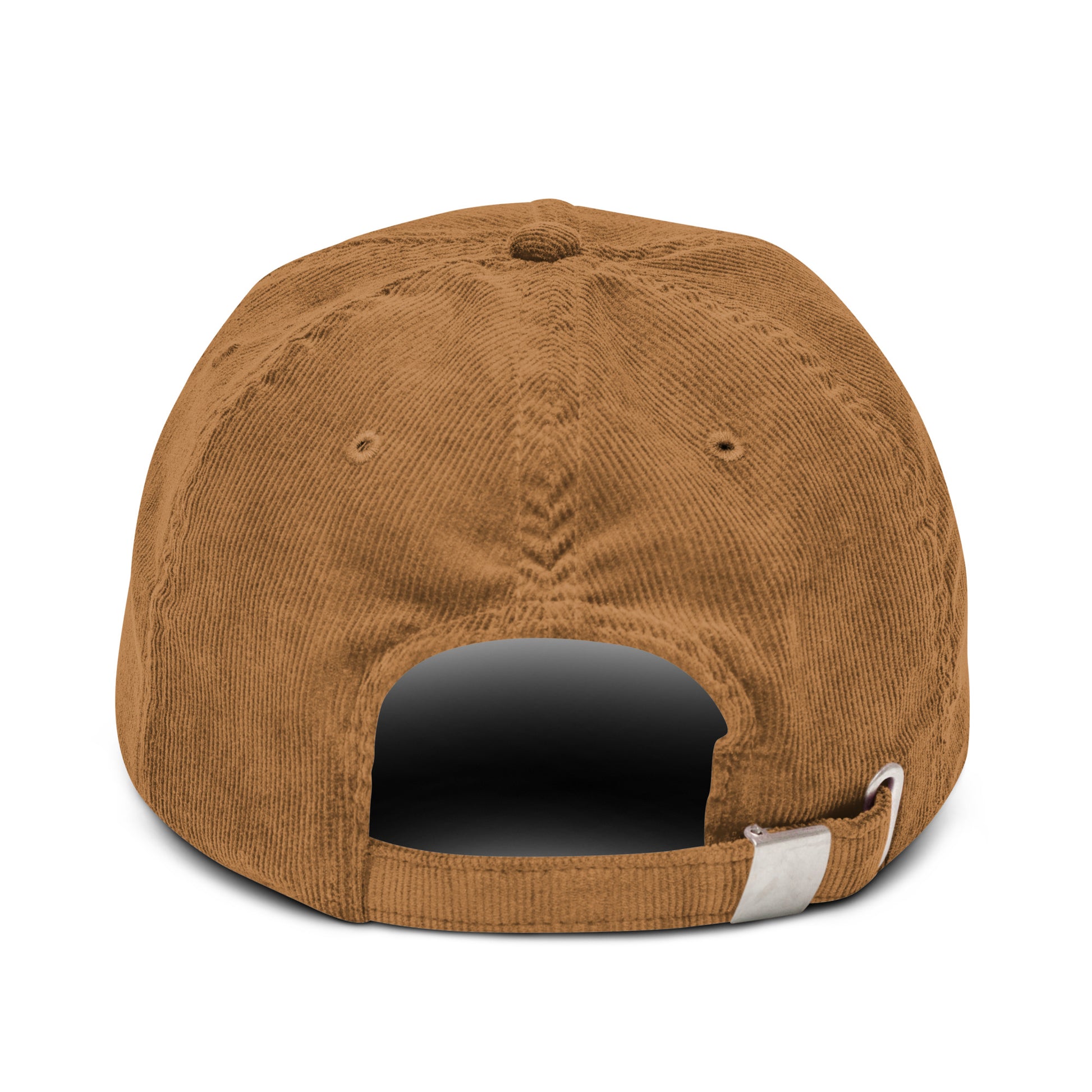 Gorra de pana camello ajustable marca Elohim con logo de paloma bordado en blanco.