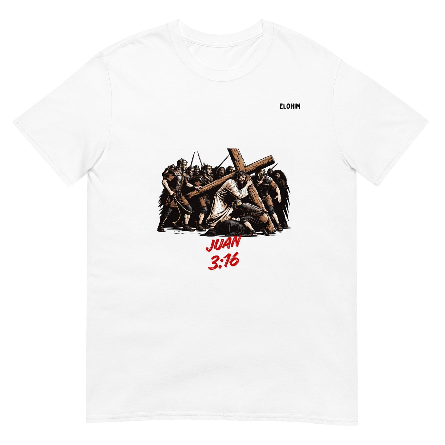 Camiseta blanca Juan 3:16 Elohim 100% algodón - Moda cristiana hombre.