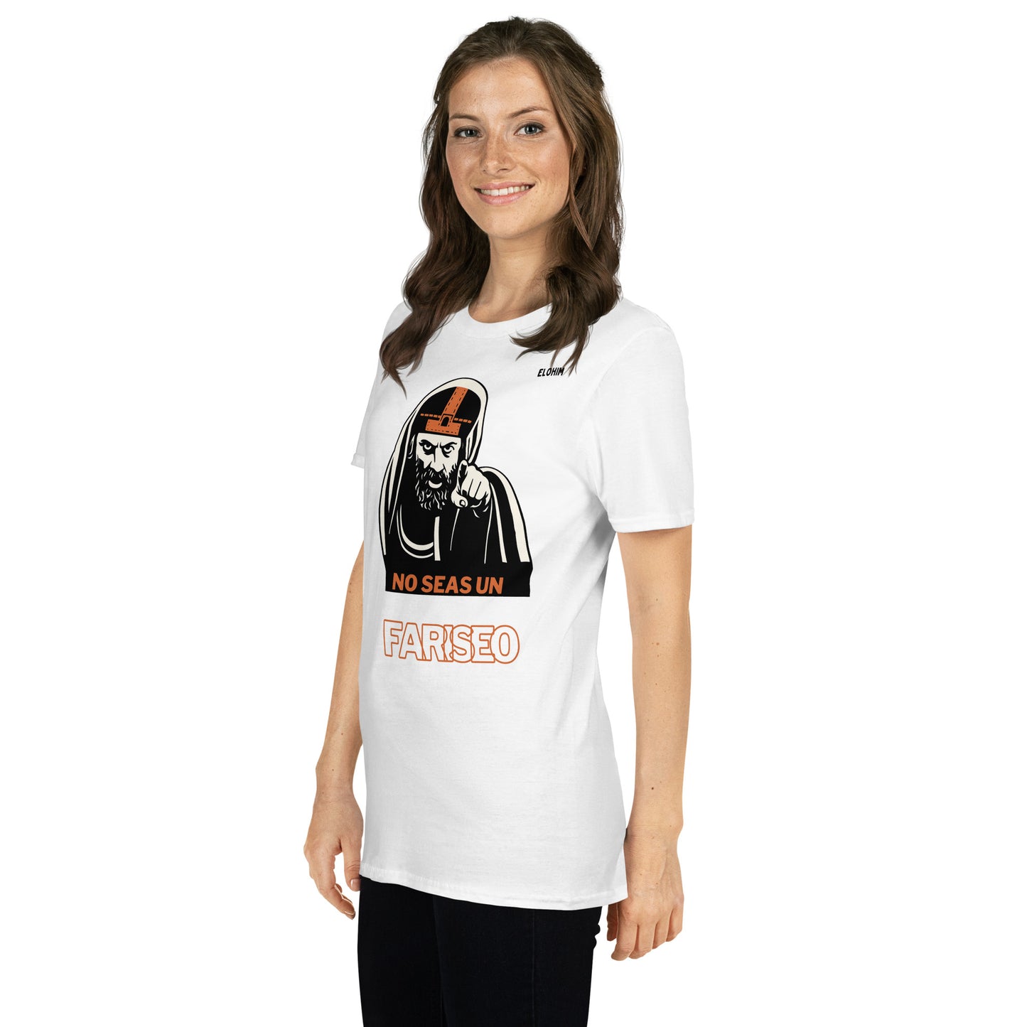 Camiseta blanca No seas un fariseo Elohim 100% algodón - Ropa cristiana urbana.
