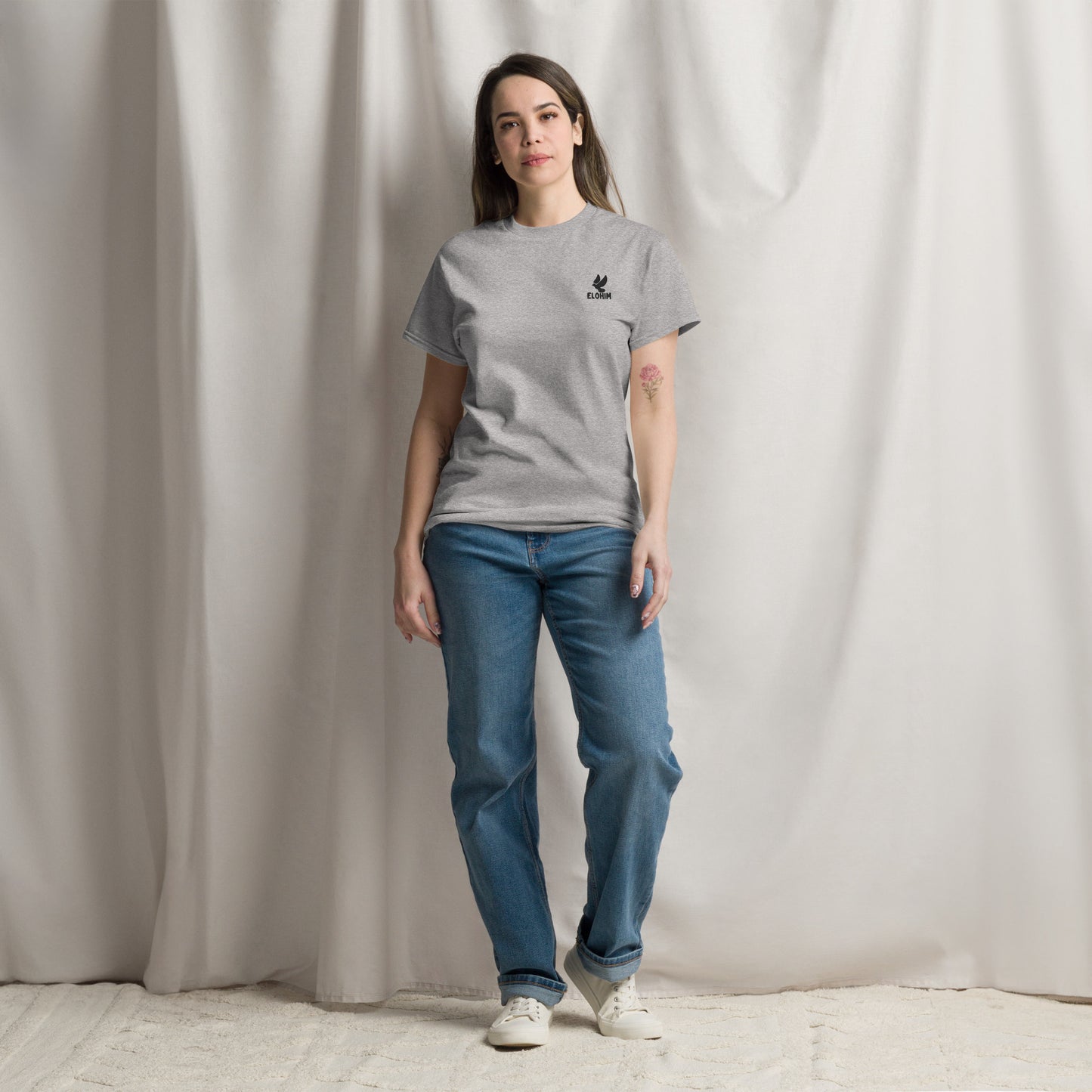 Camiseta básica gris mujer logo  Elohim.