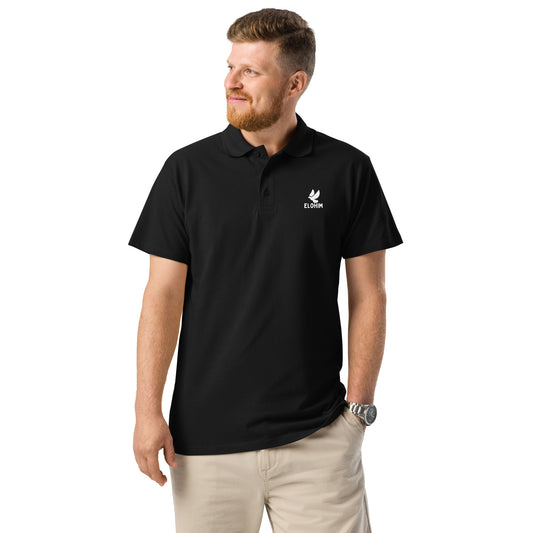 Polo cristiano premium negro Elohim algodón 100% peinado