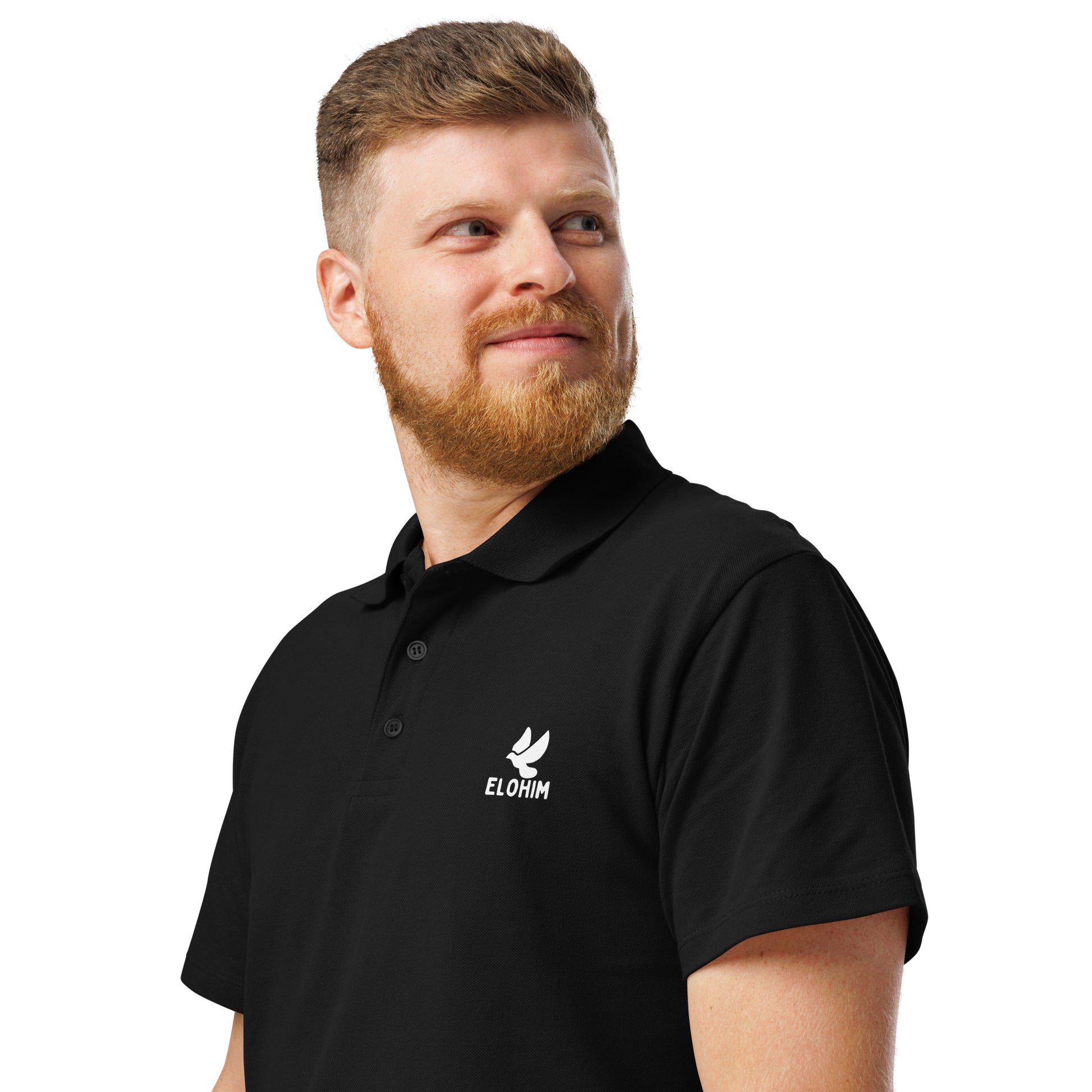 Polo cristiano premium negro Elohim algodón 100% peinado