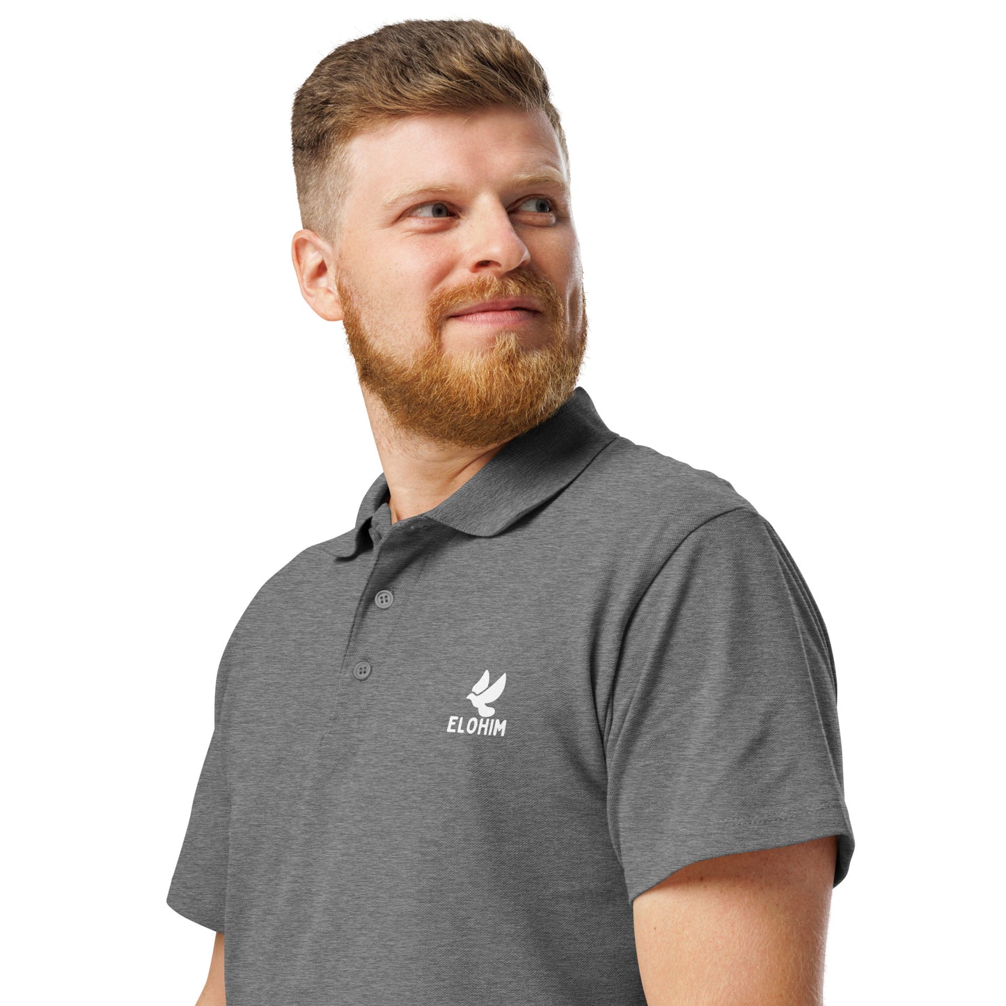 Polo cristiano premium gris claro Elohim algodón 100% peinado