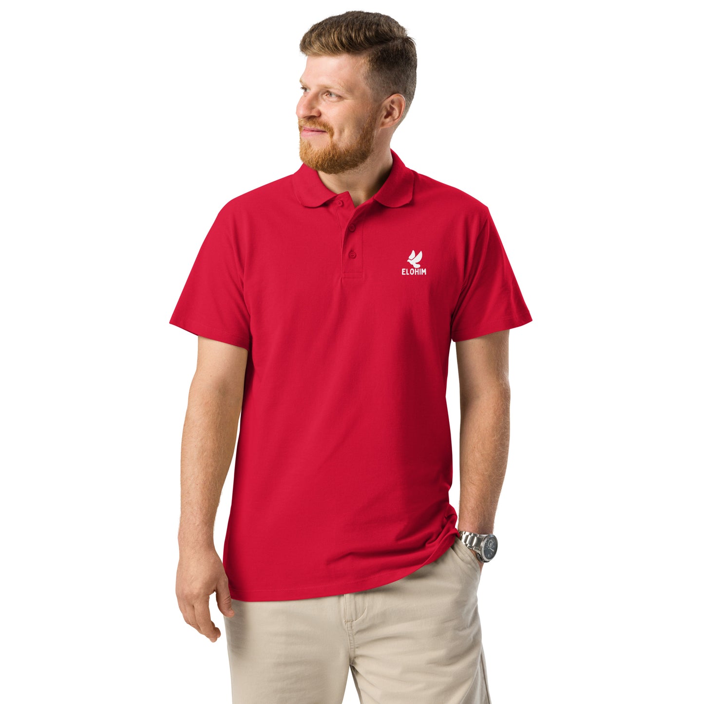 Polo cristiano premium rojo Elohim algodón 100% peinado