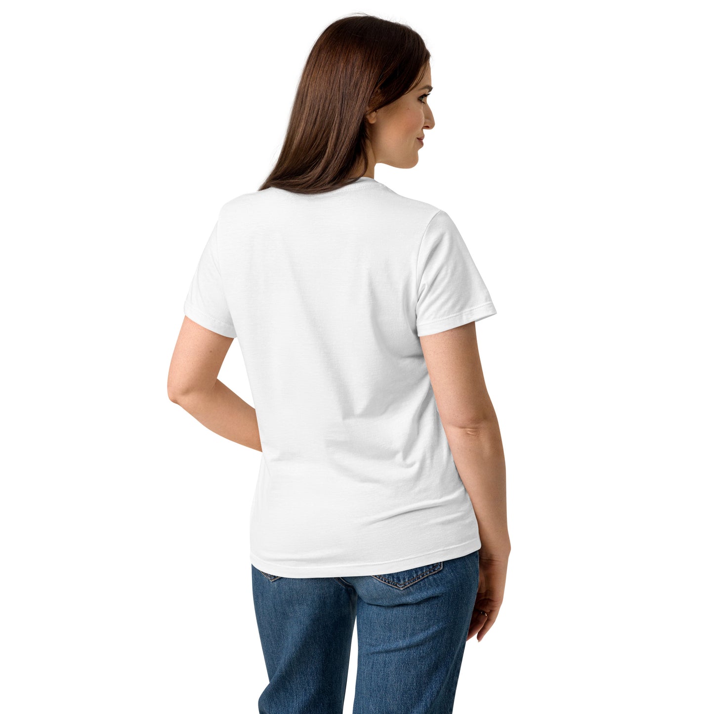 Camiseta blanca mujer Religion vs Relationship Elohim - 100% algodón premium.
