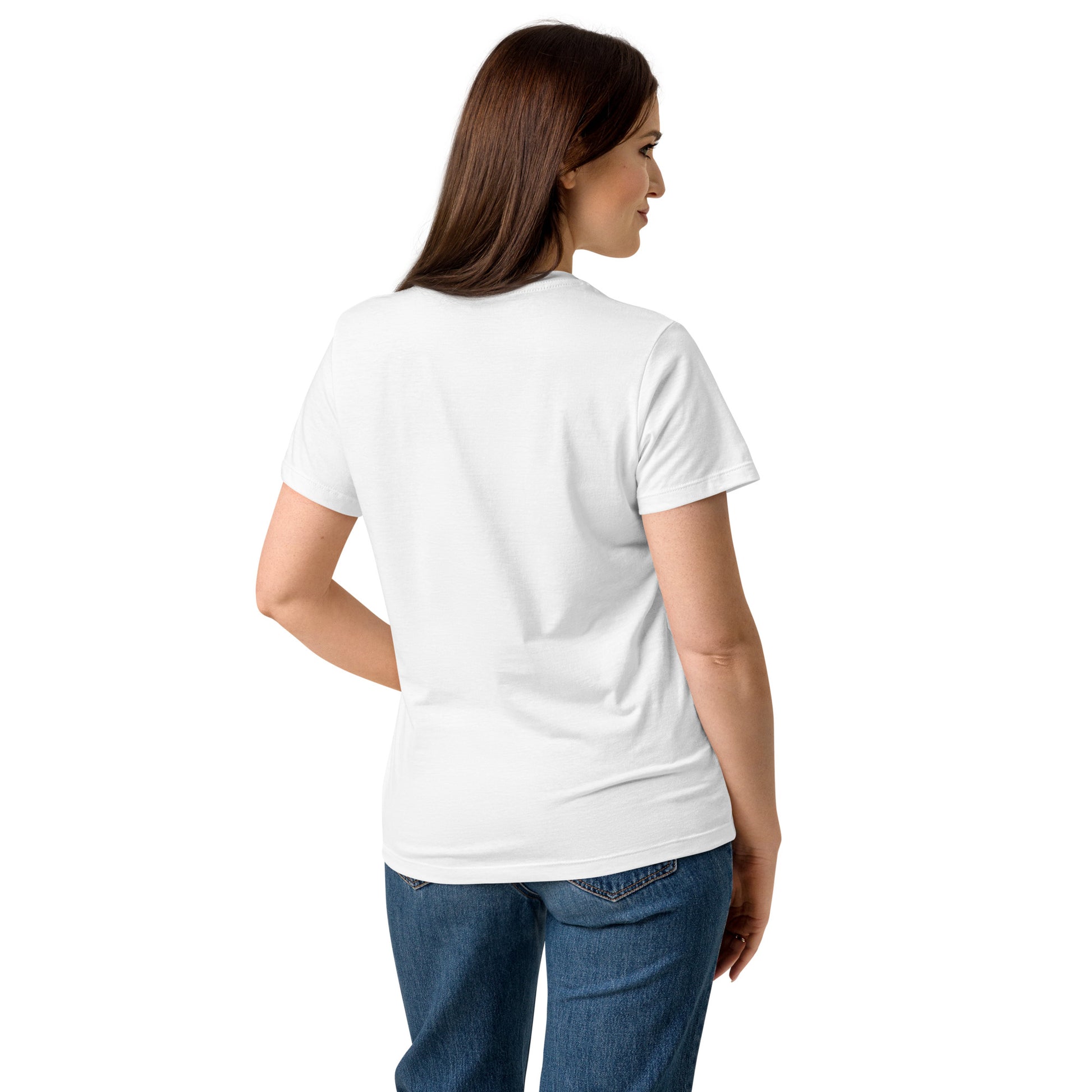 Camiseta blanca mujer Religion vs Relationship Elohim - 100% algodón premium.